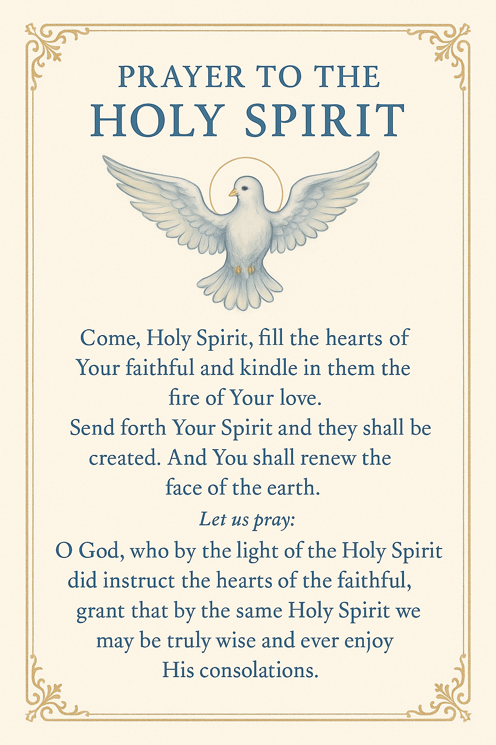 Holy Spirit prayer card