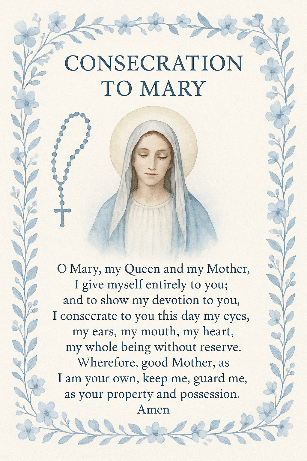 Consecration to Mary prayer card