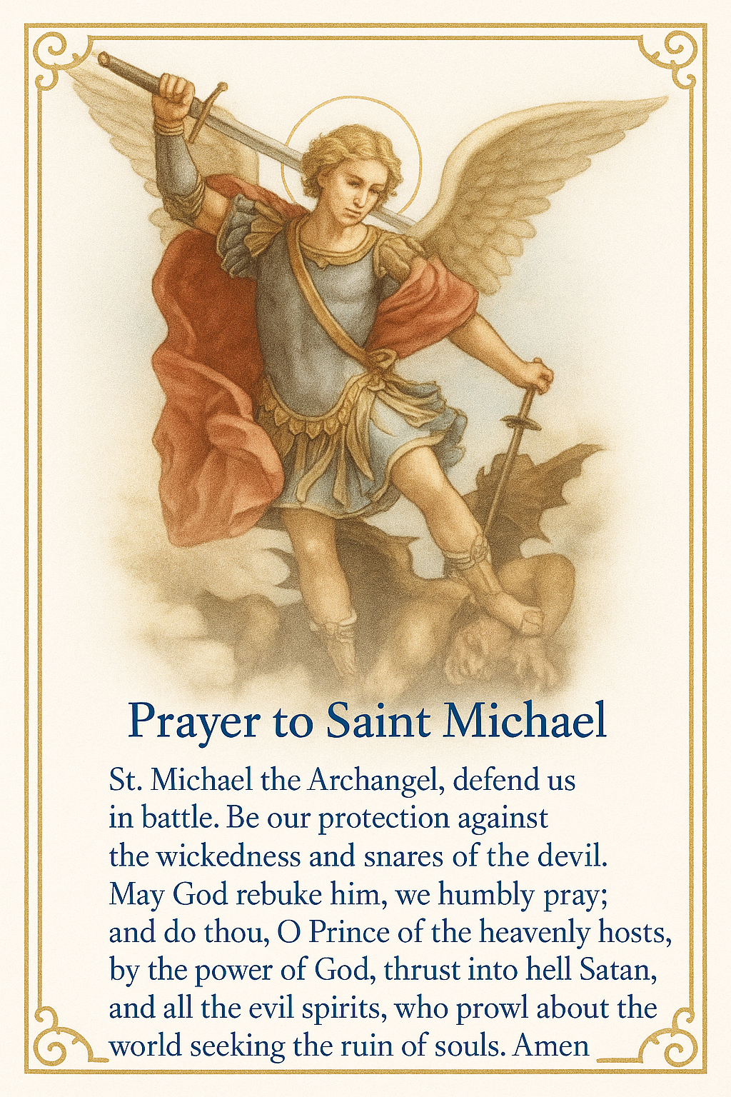 St Michael prayer card