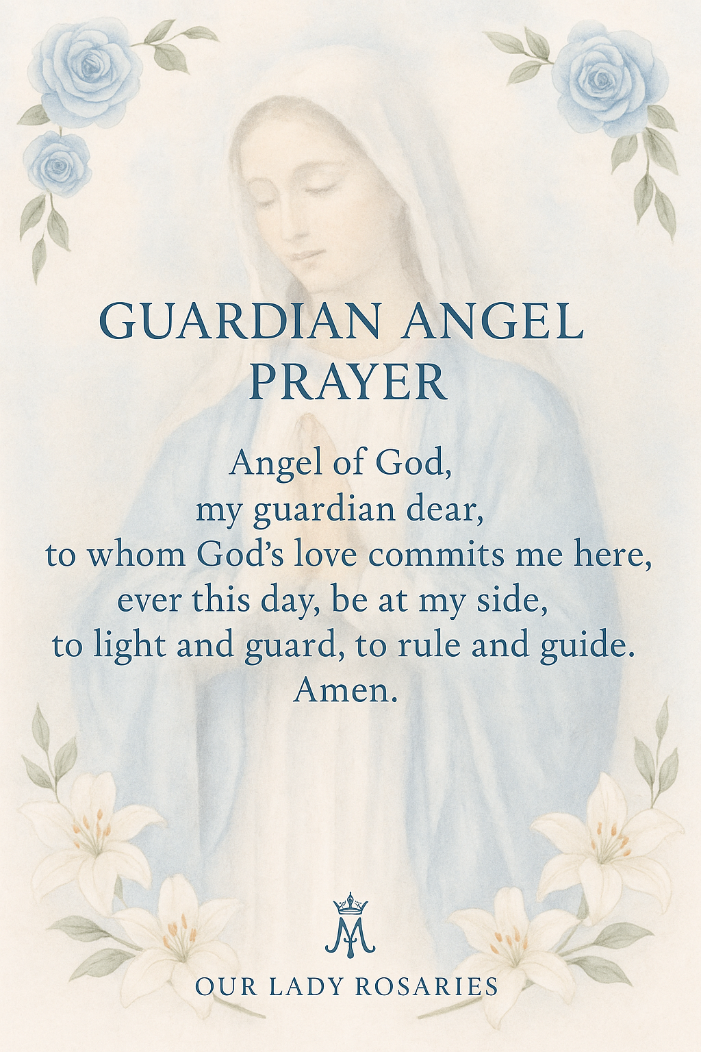 Guardian angel prayer card